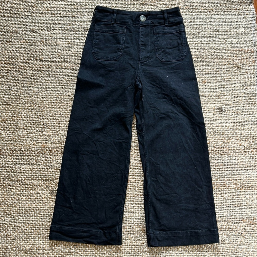 Anthropologie Cropped Colette Pants / black stretch denim / 28R